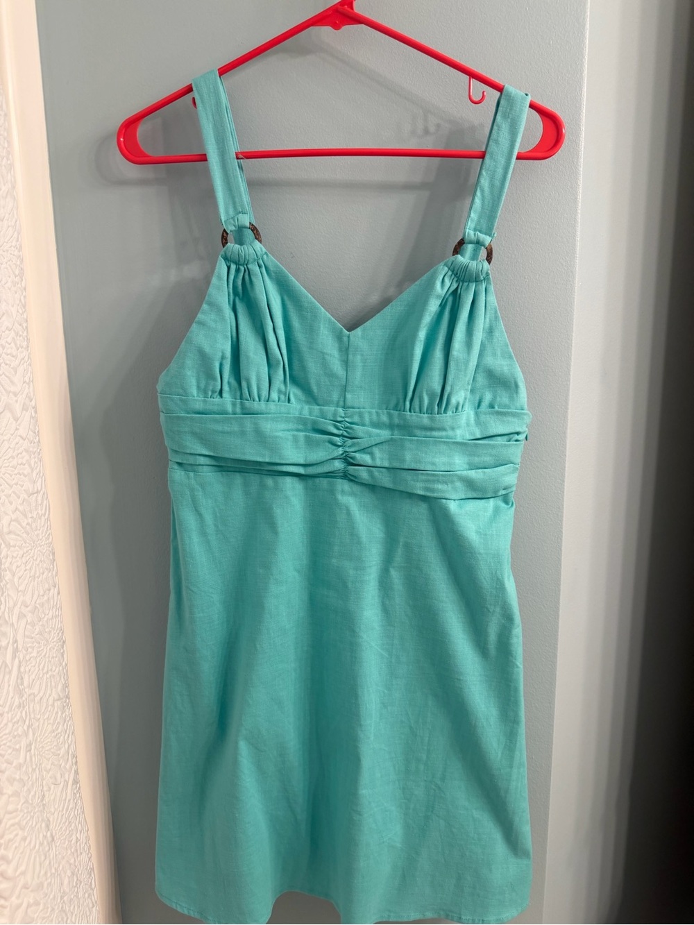 Pink Lily Turquoise Ring-Detail Mini Dress
